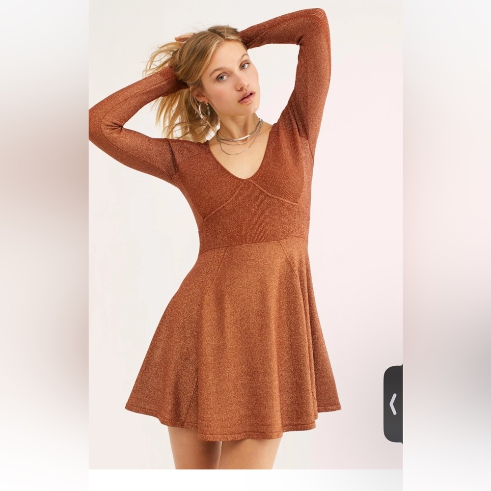 Elegant Copper Long Sleeve Dress